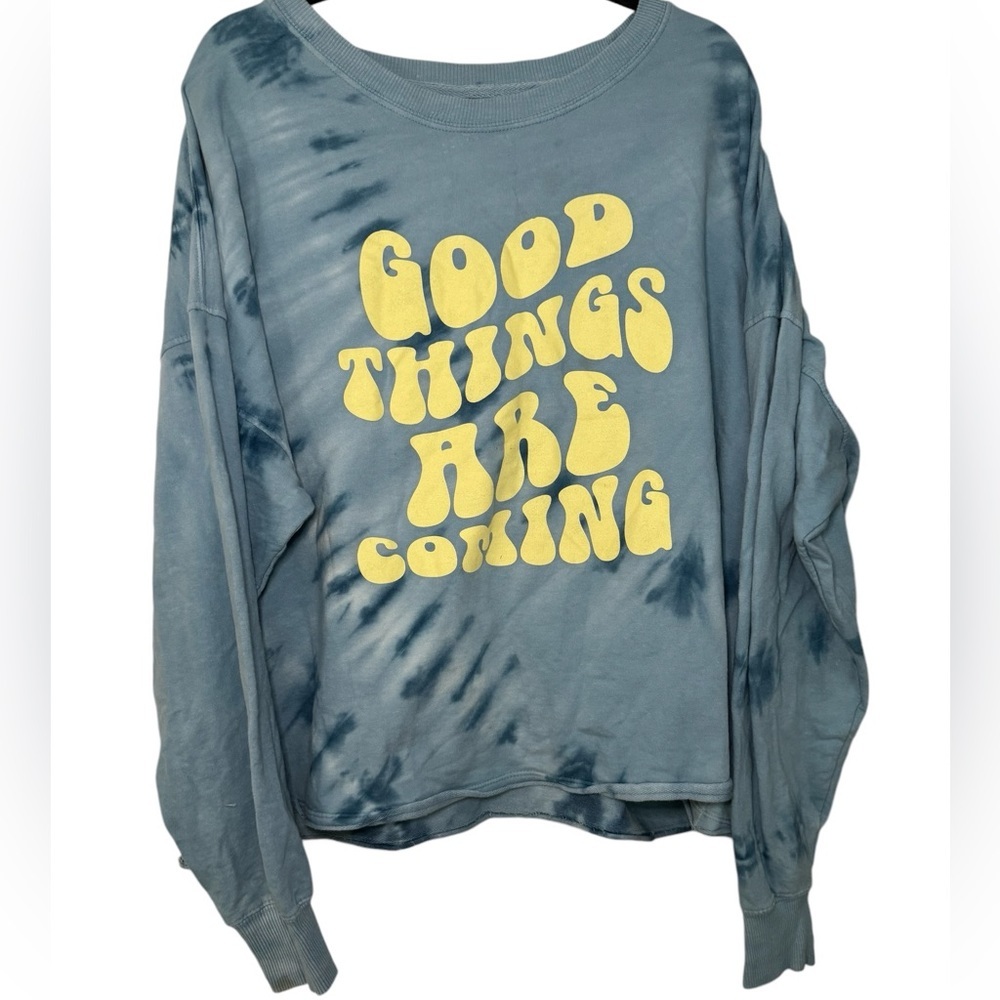 Sew In Love Tie Dye Yellow Text Sweatshirt Size XXL